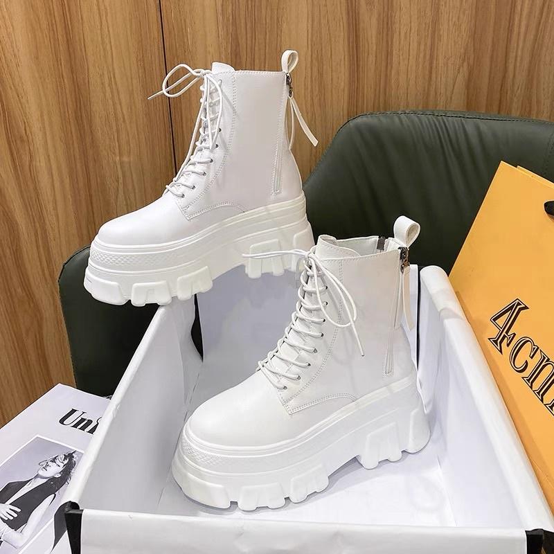 Product Introduction of Bốt Nữ, Thời Trang Hàn Quốc, Cắt Cao, Có Khóa Kéo Và Dây Buộc Boot GiàY Cổ Cao Nhung Shoes 11