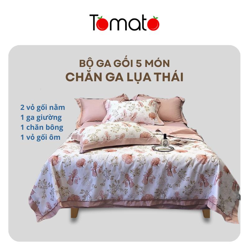 Bộ 5 món Bộ chăn ga gối lụa thái 4  món cao cấp có nhiều họa tiết và kích thước mẫu mã sang trọng bộ chăn ga chăn mùa hè mát lạnh chăn chần bông mỏng cho mùa hè