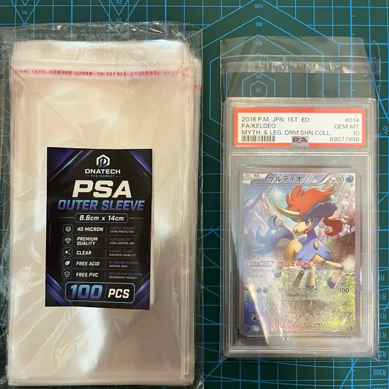 DNATECH PSA OUTERSLEEVE 40 Micron Fit to PSA SLAB & GRADE MASTER SLAB 100 PCS Kualitas Premium - Plasti Pelindung Slab PSA