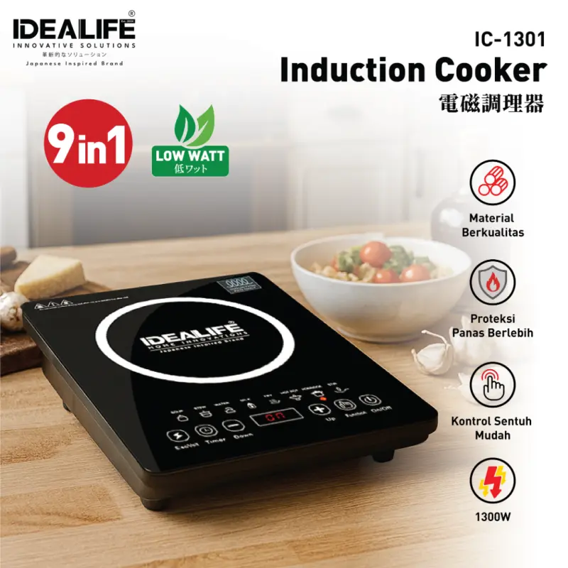 Kompor Listrik Induksi 1 Tungku IDEALIFE IC-1301 Induction Cooker (IL-201)