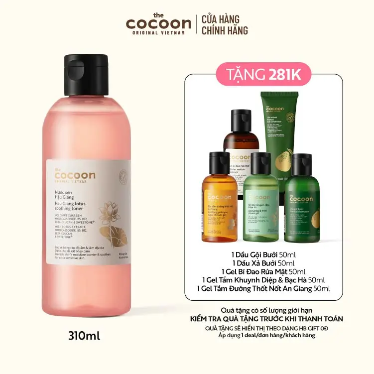 Ảnh đại diện Bigsize - Nước sen Hậu Giang (toner / nước cân bằng) Cocoon giúp phục hồi đa nhiệm cho da rất nhạy cảm 310ml