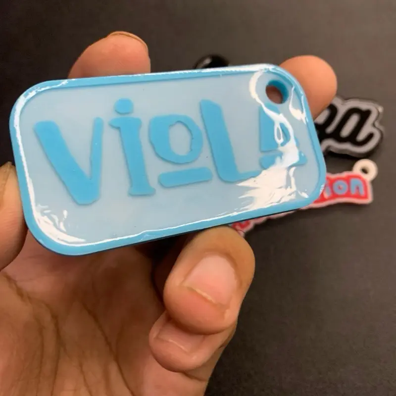 Custom gantungan kunci nama / logo 3D print Aksesoris Keychain Ganci gantungan tas kunci HP ( Abu Biru Coklat Hijau Kuning Merah Pink Putih Ungu ) 3
