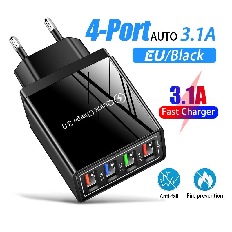 Củ Sạc Nhanh 4 Cổng USB 3.0 Công Suất 48W 3.1A Tương Thích Nhiều Thiết Bị
