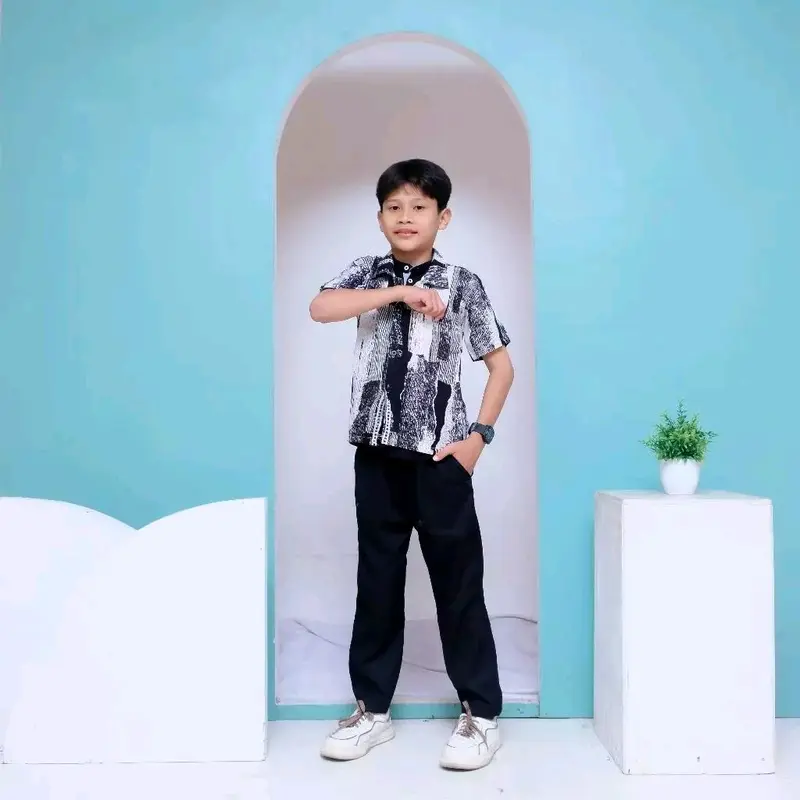 kemeja motif anak tanggung / kemeja rayon anak laki-laki / baju motif / kemeja pantai / kemeja motif viral Fashion 0