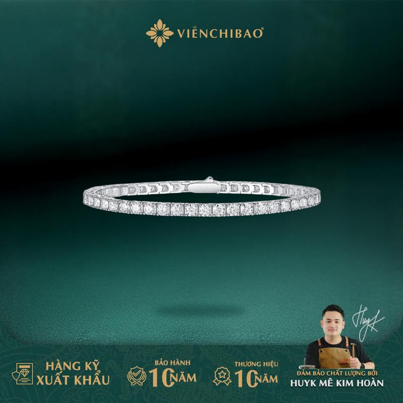  HuyK Viễn Chí Bảo - Lắc tay bạc nữ tennis đính full đá CZ - 4mm và 5mm bạc Ý S925 - L100940 - L100941 