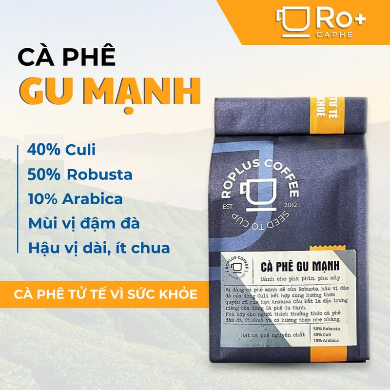 Cà phê Gu Mạnh Roplus Chính Hãng Coffee Nguyên Chất Rang Mộc Pha Phin Pha Máy Arabica Cafe Nguyên Chất Vị Đậm Đà Cafe Rang Xay 250g - 500g - 1000g cà phê hạt cafe vợt đen cà phê cà phê coffee cafê đá