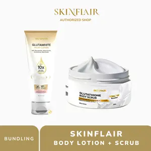 (BUNDLING) Skinflair Glutawhite Milky Lotion dan Scrub Glutathione Gluta White