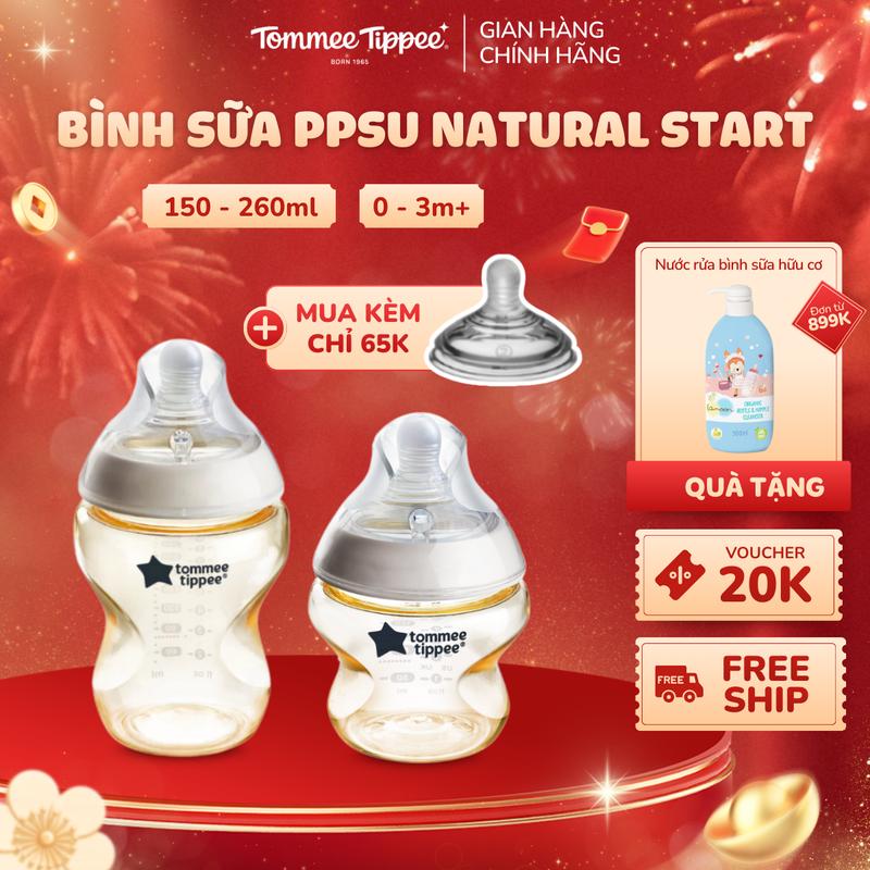 Bình Sữa PPSU Tommee Tippee Nhiều Size Cho Bé Được Mua Kèm Thêm 01 Núm Ti Bất Kì