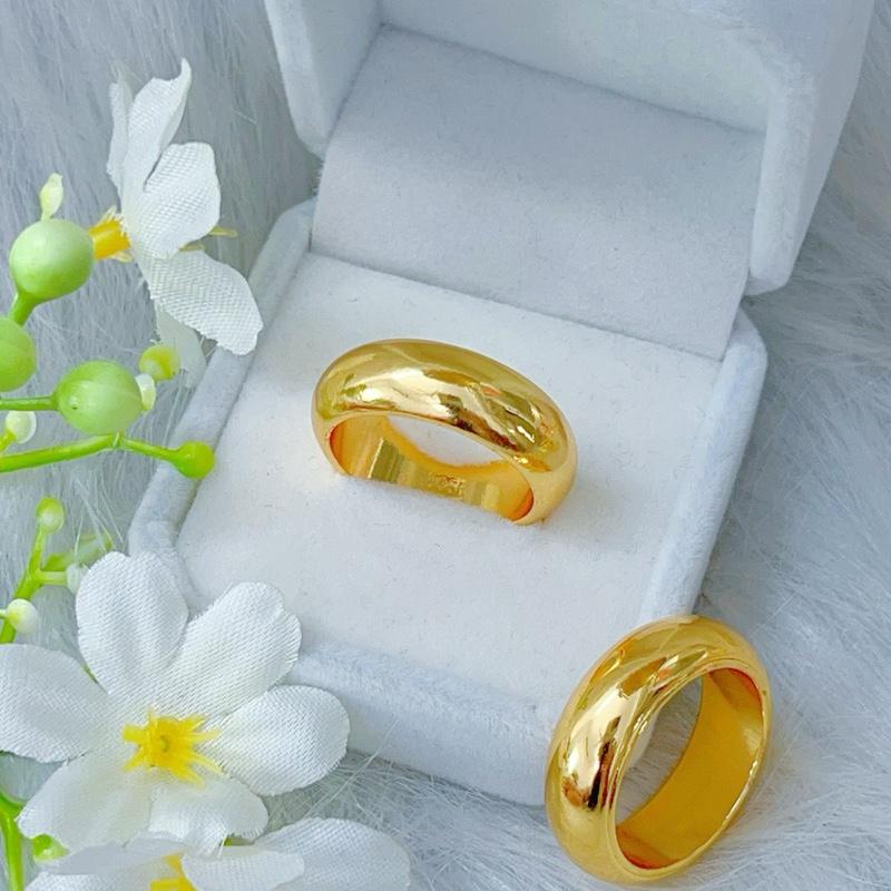  Nhẫn tròn trơn 9999  Trang sức cao cấp mạ vàng 18 ca hai chỉ ba chỉ dành cho cả nam và nữ 