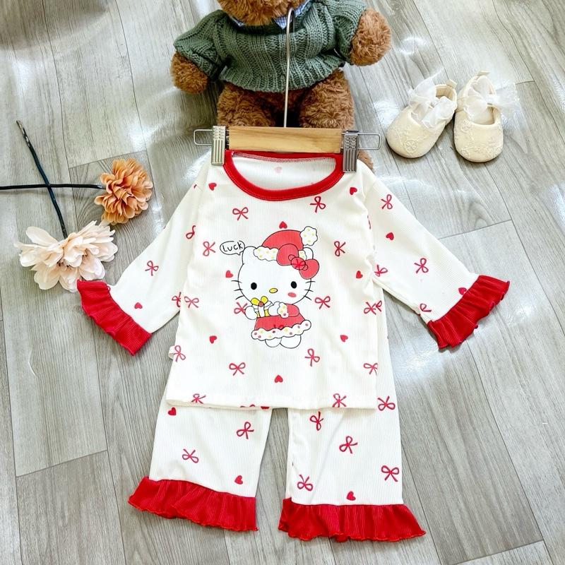 A18 Bộ quần áo dài tay cho bé gái chất tăm lụa SG từ 6-16kg mặc hè thu