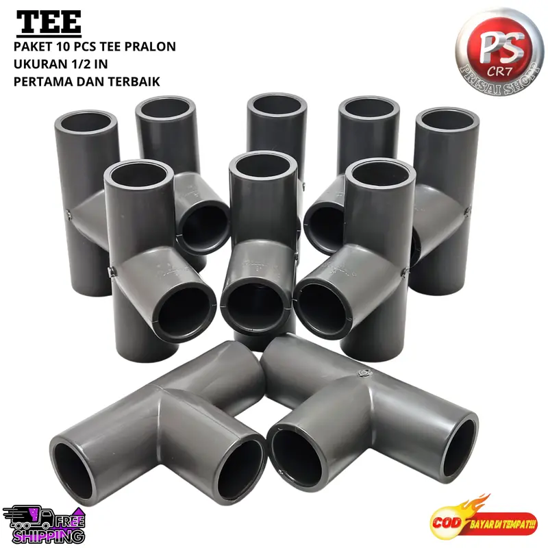 paket 10pcs T tee 1/2''inchi merek pralon/sambungan pipa pvc cabang 3 merek pralon 1/2''inchi 0