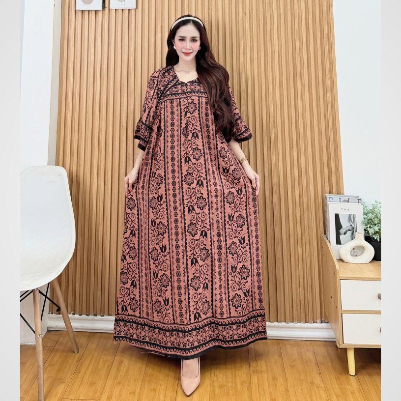 DRESS ALUNA KAIN RAYON BUSUI FRENDLY ADEM NYAMAN ELEGAN dengan Desain Vintage Modern dan fitur bus ui numbers verts