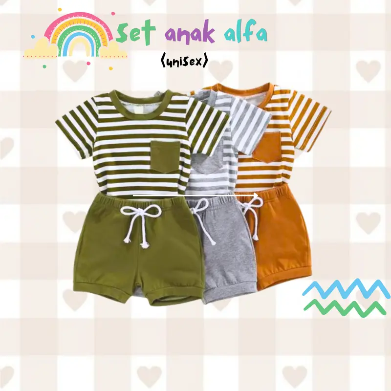 Baju SETELAN ANAK ALFA unisex Celana Fashion 1