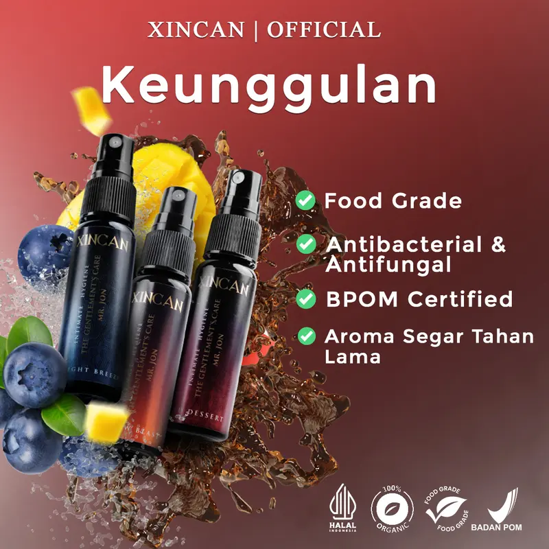(FLASH SALE) XINCAN Spray Perawatan Pribadi Pria - Aroma Segar (Mango Blast, Tropicola, Midnight Breeze) 2