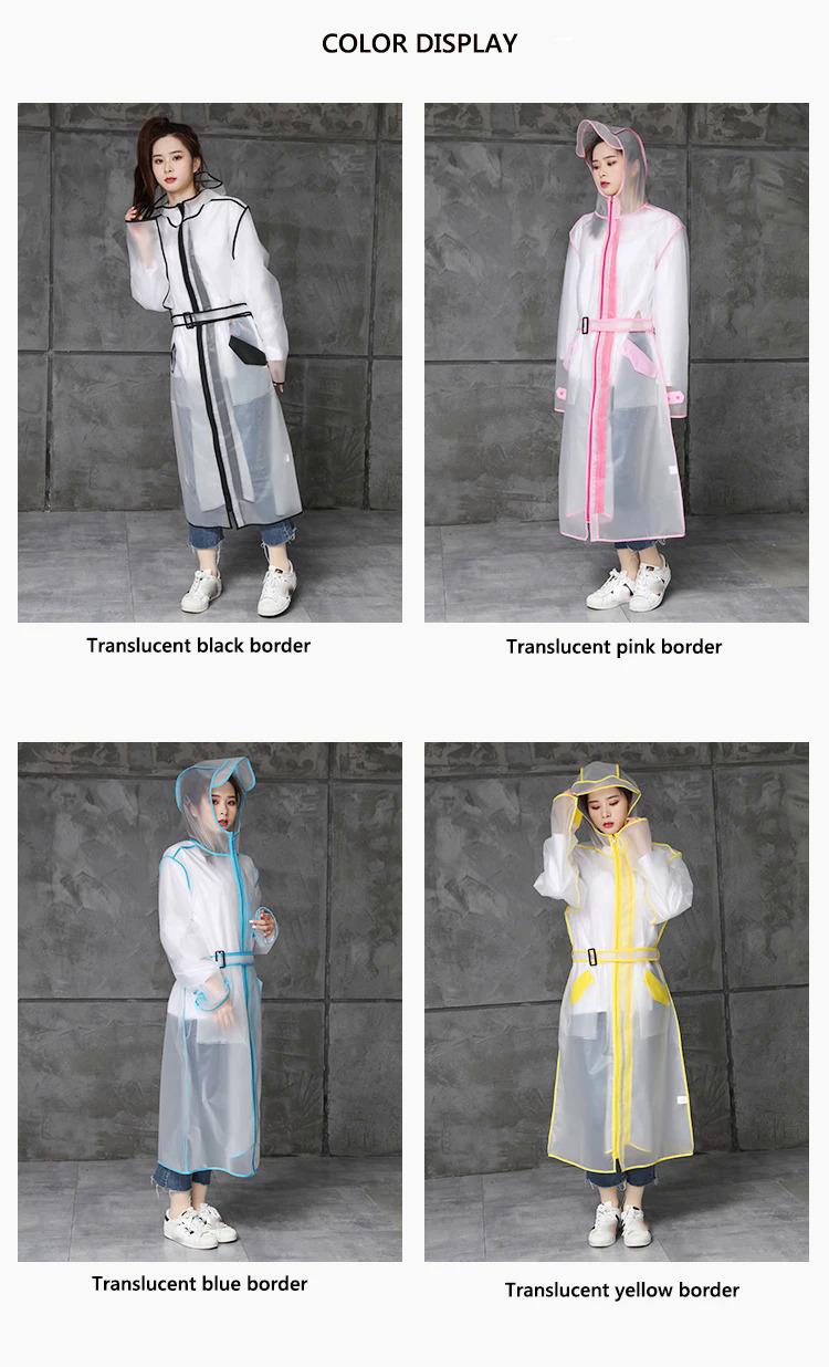 Product Introduction of Adult Long Transparent Waterproof Raincoat Women Rain Coat Men poncho Waistband Hooded Rain Jacket For Hiking Cycling Rainwear 18