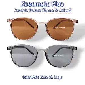 Kacamata Double Fokus Plus Lensa Anti Radiasi untuk Baca dan Jalan Unisex Frame Pria dan Wanita Abu-Abu