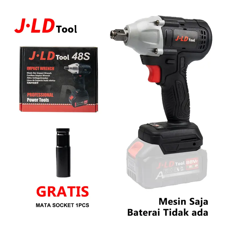 JLD Cordless Impact Wrench 48S Hanya Mesin,brushless impact baterai Torsi 350N.M impact pembuka baut,88V impact baterai,impact jld tool 88v original 1