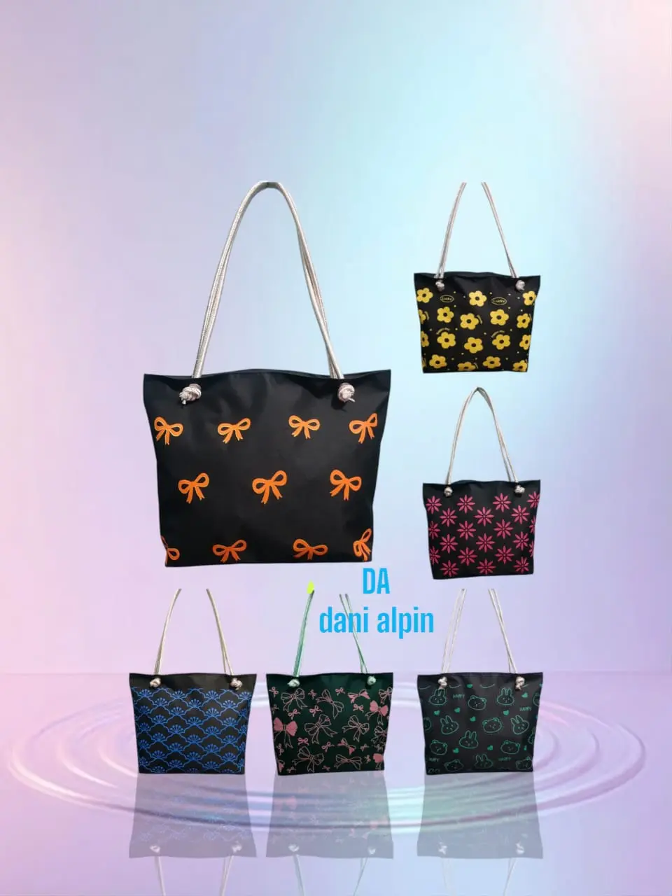 Totebag Wanita Motif Pita Bunga Tas Wanita Waterproof