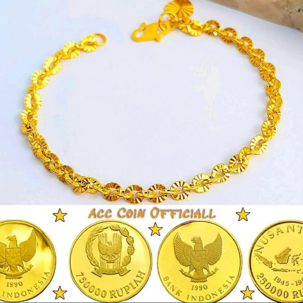 VIRAL Gelang tangan koin asli 1991-1992 Gelang Tangan rantai Nuri ukir gold anti luntur AESTETIC