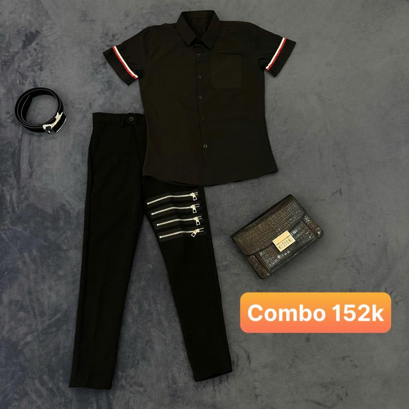 bộ quần âu đứng phom + áo sơ mi nam tay ngắn