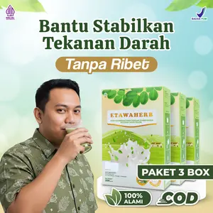Etawaherb Original 3 BOX - Susu Kambing Etawa & Daun Kelor Herbal Alami | Membantu Menurunkan Kolesterol Jahat LDL, Melancarkan Peredaran Darah, Jantung & Kolesterol Tinggi, BPOM Halal, COD