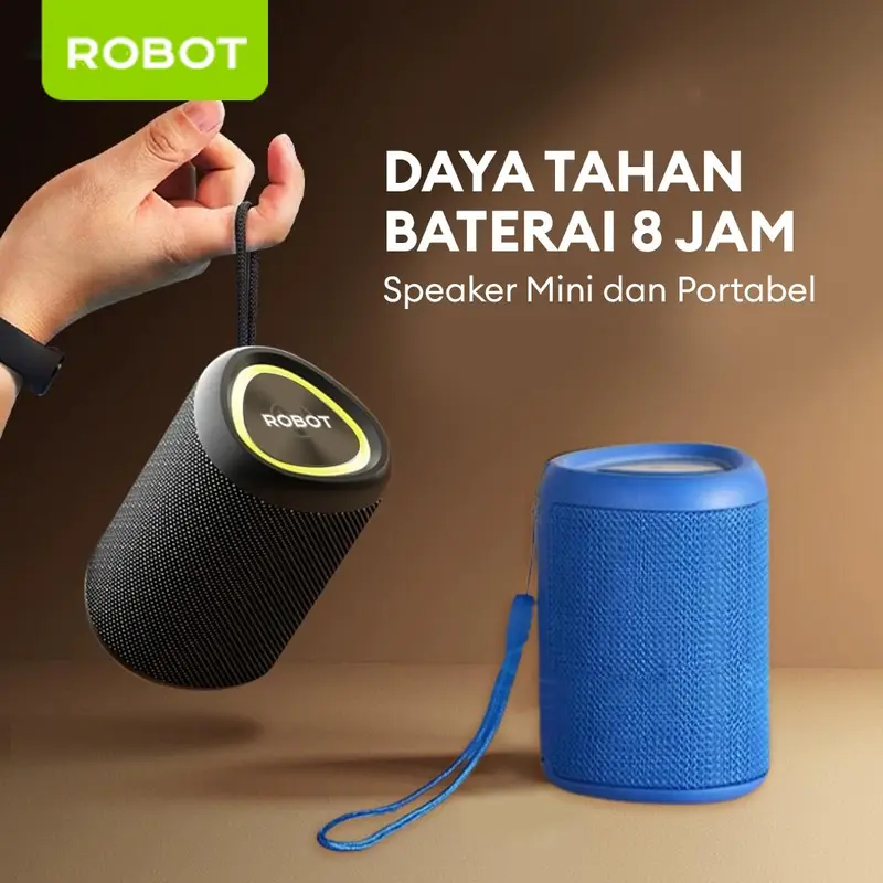 ROBOT RB120 Speaker Bluetooth RGB Waterproof IPX4 Portable Jam Putar  Musik Speaker Blue
