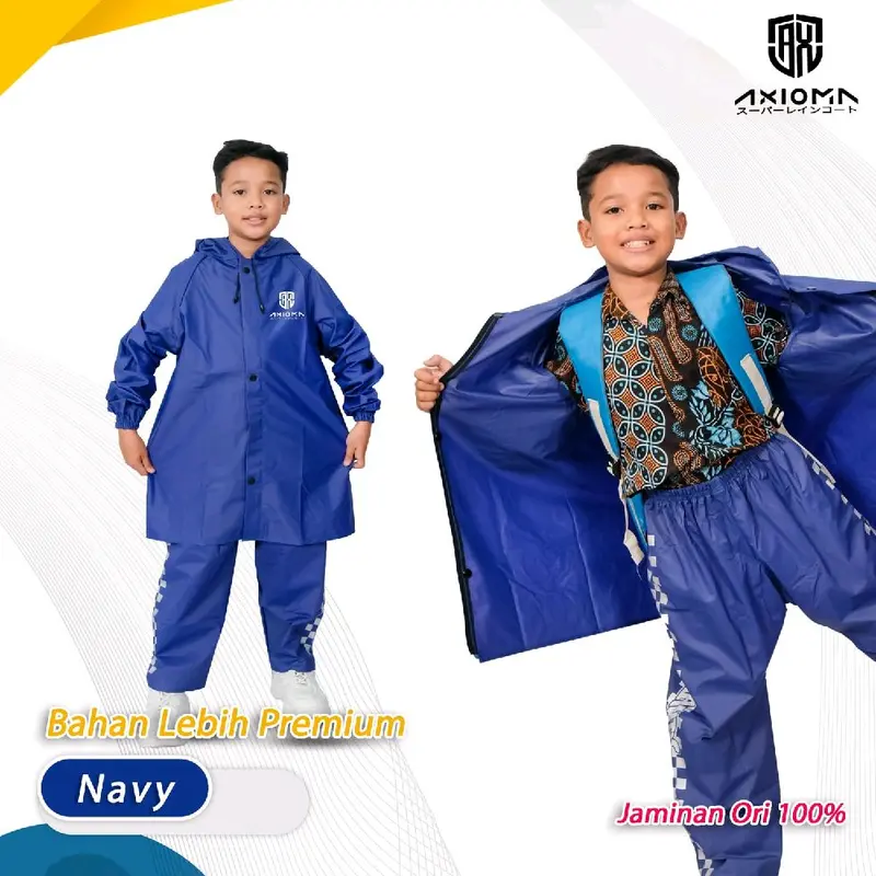 Jas Hujan Anak Karakter PVC Super Tebal Anti Rembes Waterproof Kuat Setelan - Perlindungan Ganda 1