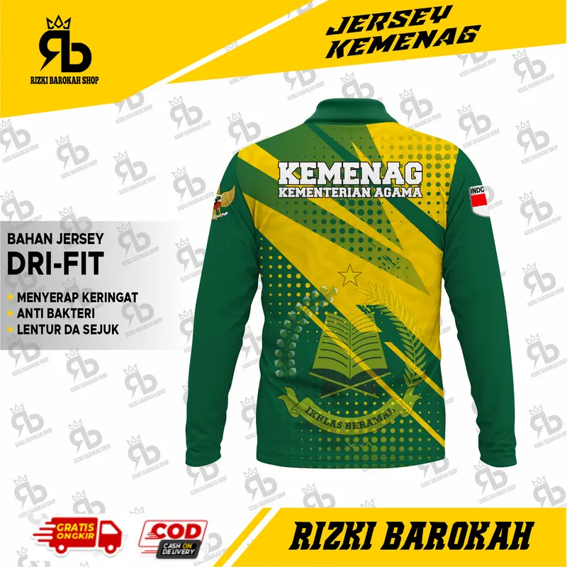 JERSEY KEMENTERIAN AGAMA/JERSEY KEMENDAG PANJANG/JERSEY LAPANGAN /KAOS OLAH RAGA PANJANG/KAOS SANTAI /jersy sport dri-fit 1