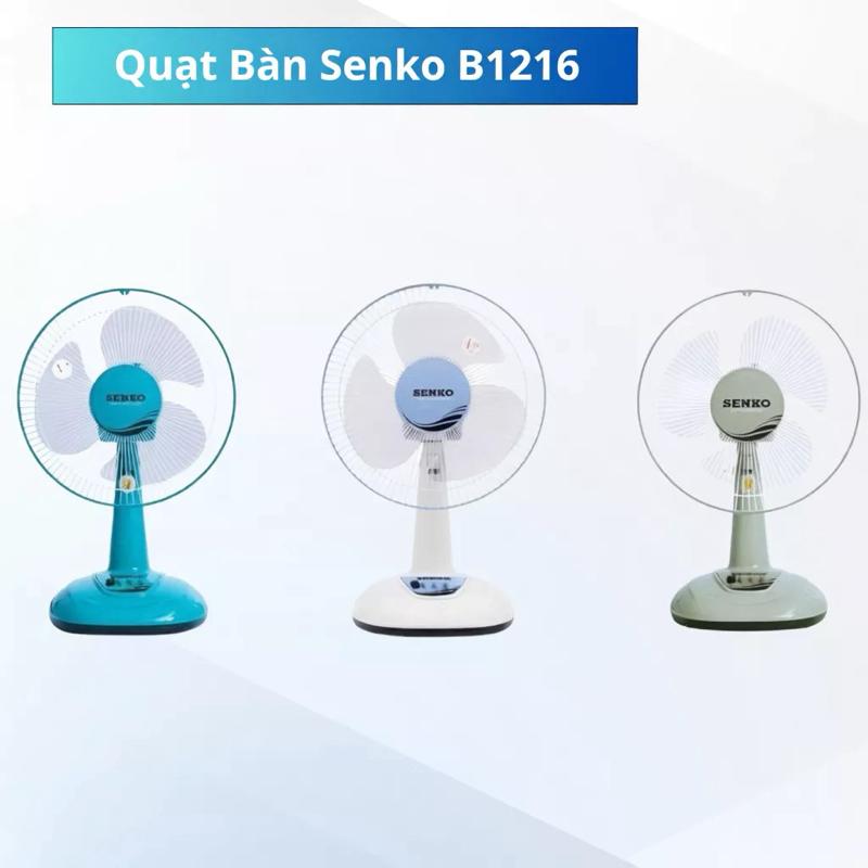 Quạt Bàn Senko B1216 - Quạt Điện Cao Cấp 40W, Lưu Lượng Gió Lớn, Thiết Kế Hiện Đại Bền Bỉ, Bảo Hành 24 Tháng (Giao Màu Ngẫu Nhiên)