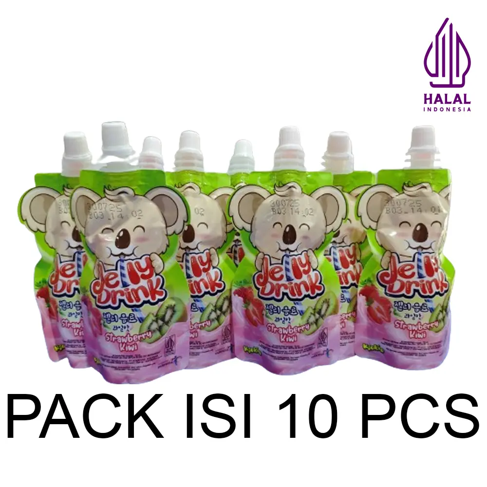 [PACK ISI 10] Minuman Jelly Kiokio Strawberry Kiwi HALAL 70ml BPOM MD221182002500237 Melon Jeli Puding Manis Food Stroberi Makanan Coklat Brown