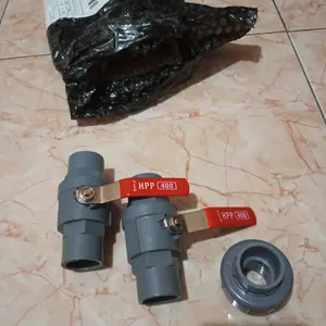 Ball Valve PVC HPP 1/2"- 3/4"- 1" Inch Gagang Stainless merah Ballvalve Stop Kran