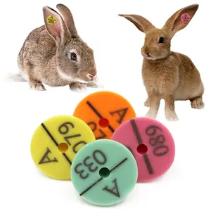 100Pcs Animal Identification Card Rabbit Ear Tag Sign with No.001-100 Word Laser Typing Permanent Marker Farm Tools Pet Products - Orange