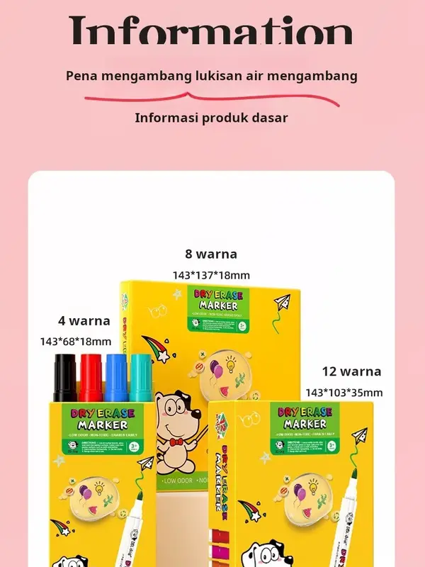 AIGD  acrylic marker / spidol 1 set lengkap / cat acrylic / Spidol Air TulisanMengapung / Spidol Ajaib Mainan /4-12Warna Anak Belajar Toys 7