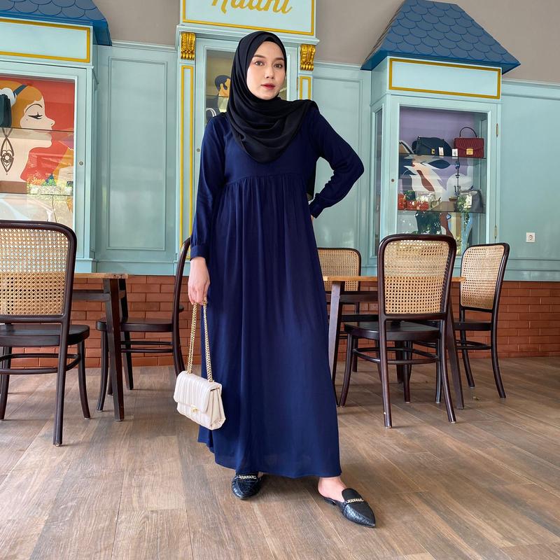 HAWACORNER - ROSA DRESS Rayon Crinkle Ironless Cantik Muslim Wanita Gamis 3