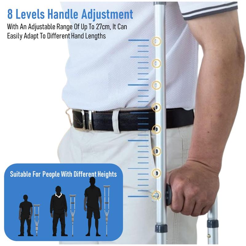 Foldable Lightweight Underarm Crutches With Height Adjustment [SG READY STOCK] 2