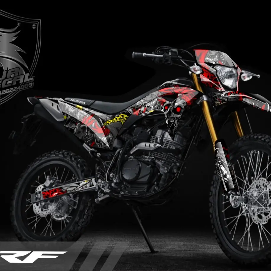 Decal Sticker CRF 150L Supermoto Disain Stiker Dekal CRF 150L Custom Supermoto Skull Zombie