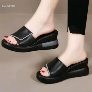 Sandal Wedges nita Selop Import Viral Terbaru Sandal nita Korean style Super Empuk Terbaru Sandal Platform Slip On Casual Elegan 2025 | best seller