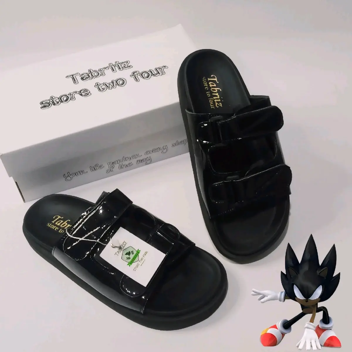Sandal wanita kekinian malika black flat birken