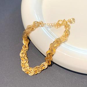 Gelang sauh Tangan Ekor Phoenix Jantung, Gelang Pesona Manik 24K Bersalut Emas Mawar, Untuk Wanita kamassi titanium bangle