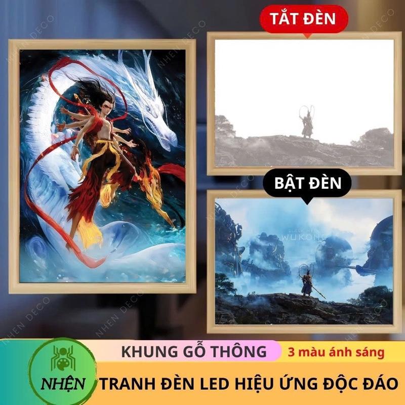 Tranh Đèn Led NATRA MA ĐỒNG GIÁNG THẾ WUKONG làm quà tặng treo tường decor phòng ngủ trang trí nhà cửa tranh đèn ngủ decor Wukong