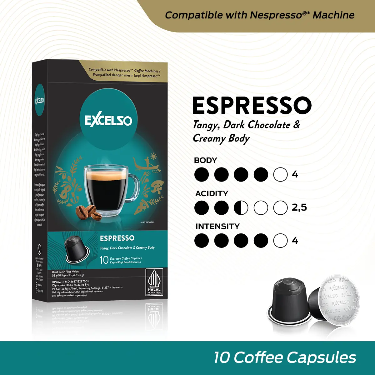 Excelso Kopi Kapsul Espresso - Nespresso Compatible Coffee Capsule