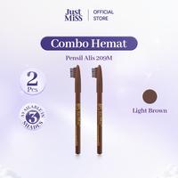 Gambar [COMBO HEMAT] JUST MISS Pensil Alis Dengan Sikat 209M 1g x 2 Pcs Light Brown - Eyebrow Pencil Pigmented, Original dari justmiss.id Kab. Tangerang 1 Tokopedia