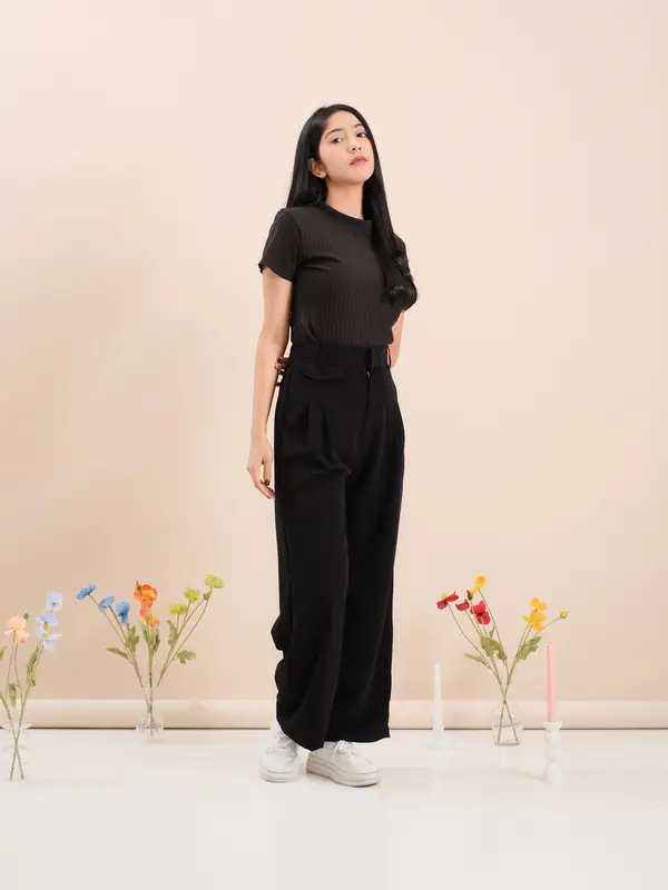 Oro Pants Polyester Celana Kulot Panjang Wanita Kantor Celana Kantor Basic Formal Anti Kusut Outfit Cewek Remaja Kekinian celanakulot celana panjang unsex celana grey Kain Variasi Kancing Nyaman Bawahan Standar Kain Kancing Melar Legging Casual Dark 7