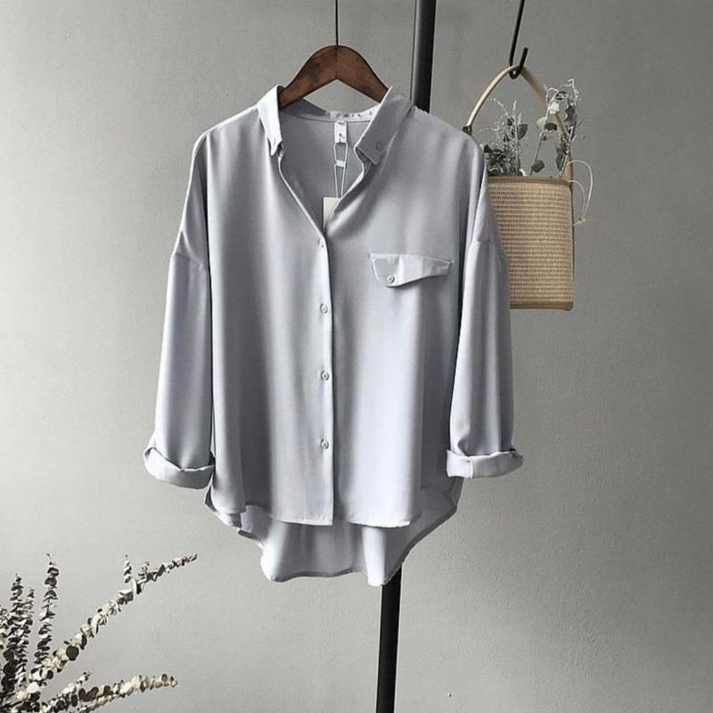 MADANIA TOP KEMEJA WANITA OOTD KEKINIAN POLOS CASUAL KEMEJA KERJA PUTIH KOREAN STYLE OVERSIZE IMPORT 3