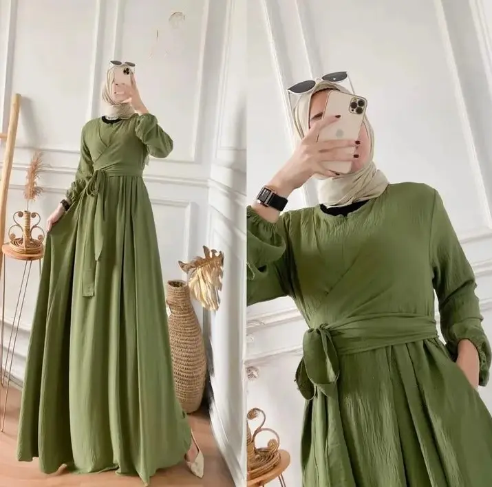 GAMIS CRINKLE AIRFLOW ALETA DRESS WANITA MUSLIN MODEL TERBARU Muslim Panjang Simple Maxi Lebaran Dewasa Kondangan Remaja Mewah Nyaman Casual   gamislinencrinkle premium casual Pas Pesta