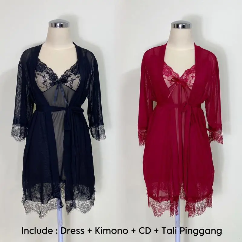Yipao 901 Kimono Dress 2in1 Baju Tidur Dinas Malam Wanita Dewasa Piyama Satin