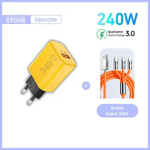 Kabel Data 3 in 1 35W-240W Charger Fast Charging Type C Mikro Cable USB IOS Apple Lightning Panjang 1.2 meter   untuk Huawei Oppo Samsung