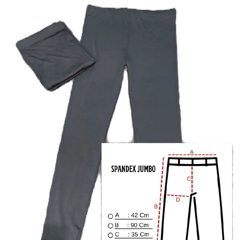 Celana Legging/Leging/Lejing Spandex/Spandek Std & Jumbo Wanita Panjang Hitam Dewasa Fit Nyaman Standar Tebal 2