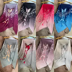 SEGI EMPAT GRADASI KUPU TWIN RIBBON | HIJAB SEGI EMPAT MOTIF TERBARU