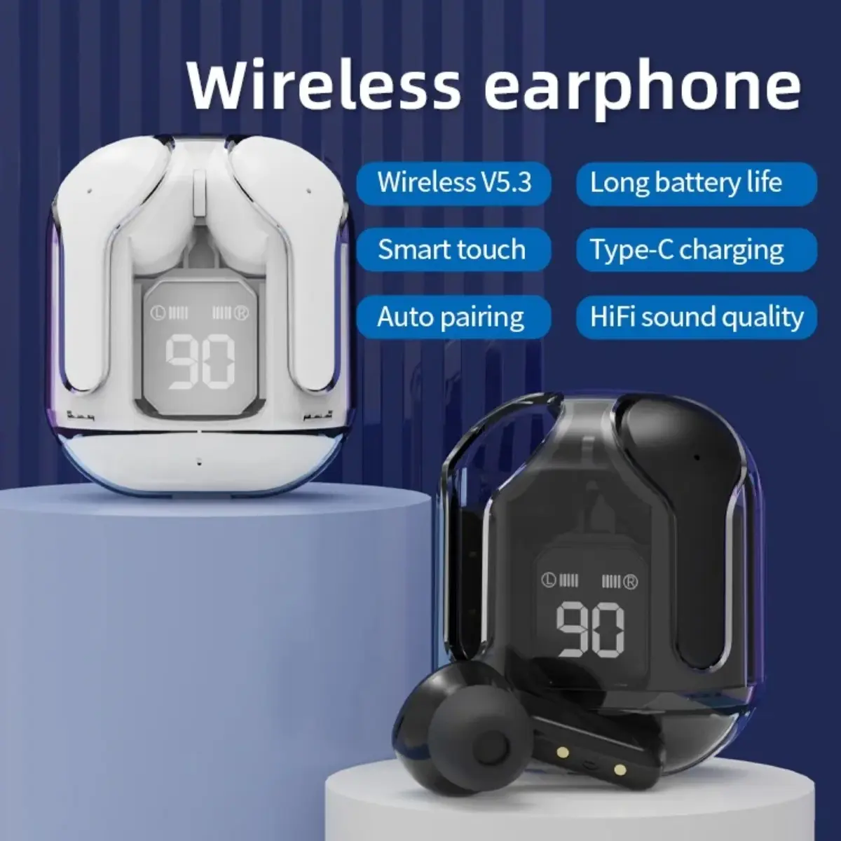 T2 TWS Wireless Earphone Bluetooth 5.3 Headphones Sport Gaming Headsets Noise Reduction Earbuds Bass Touch Control for allphone Audio Charging